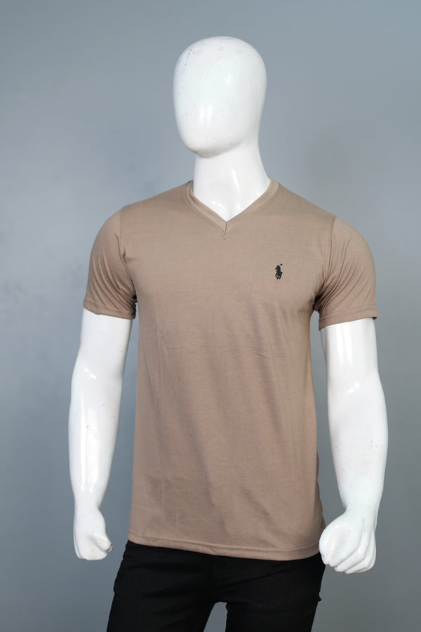 Luxury Beige V Neck T shirts