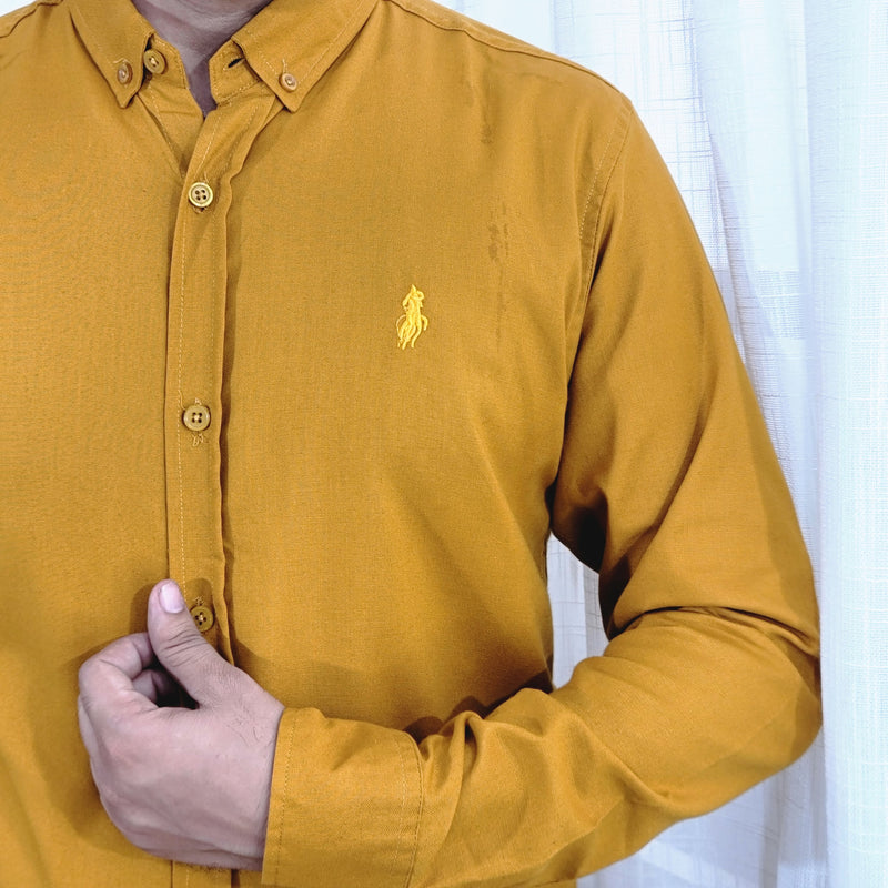 Best Mustard colour Casual Button down Shirts