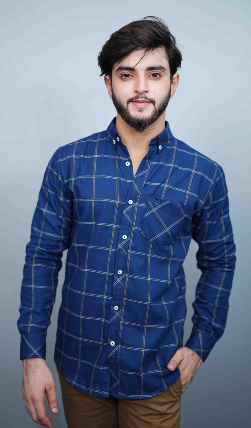 Classic Navy Blue Check Shirts