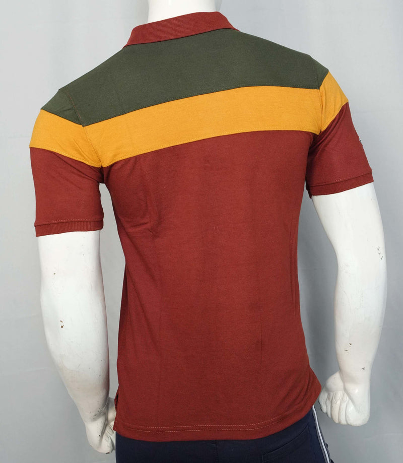 Fashion Maroon & Mustard Lacoste Polo