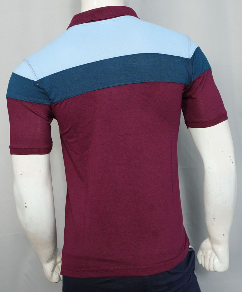 Maroon & Sky Blue Men's Fashion Lacoste Polo