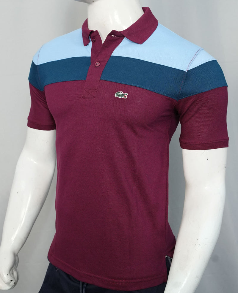 Maroon & Sky Blue Men's Fashion Lacoste Polo