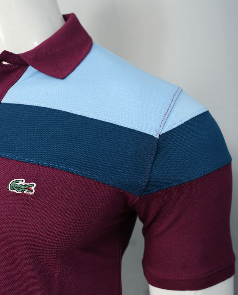 Maroon & Sky Blue Men's Fashion Lacoste Polo