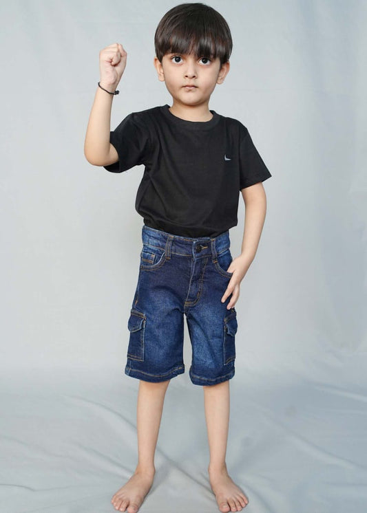 Boys Stylish Dark Blue Denim Short