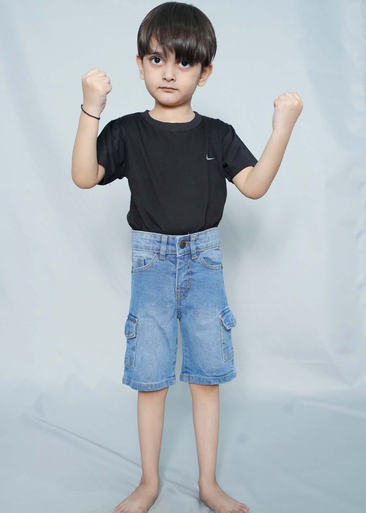 Boys Comfortable Mid Blue Denim short