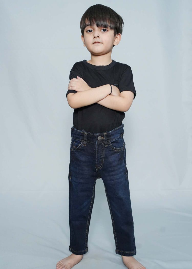 Boys Dark Blue Denim Pant