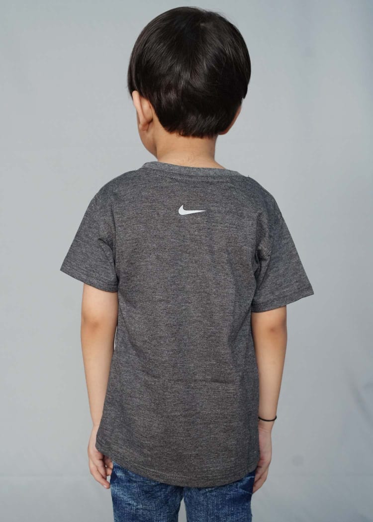 Kids Dark Grey Casual Basic T shirts