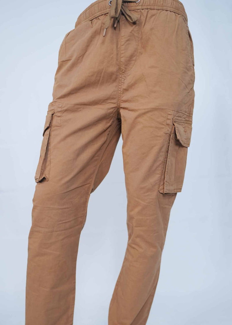 Mustard Brown Cotton Cargo Pant