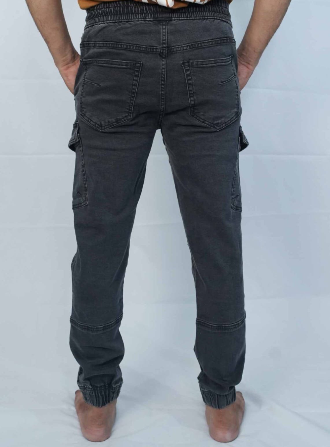 Malaysian Black Denim Slim Fit Cargo Pant