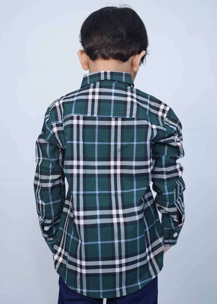 Green & white Bold Kids Check shirts