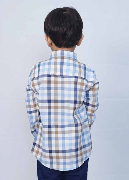 Trendy Boys White multi Check shirt