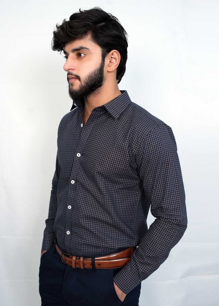 Black & Grey Micro Check Formal Shirts