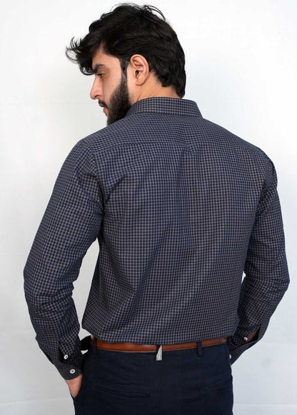 Black & Grey Micro Check Formal Shirts