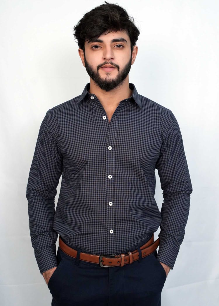 Black & Grey Micro Check Formal Shirts