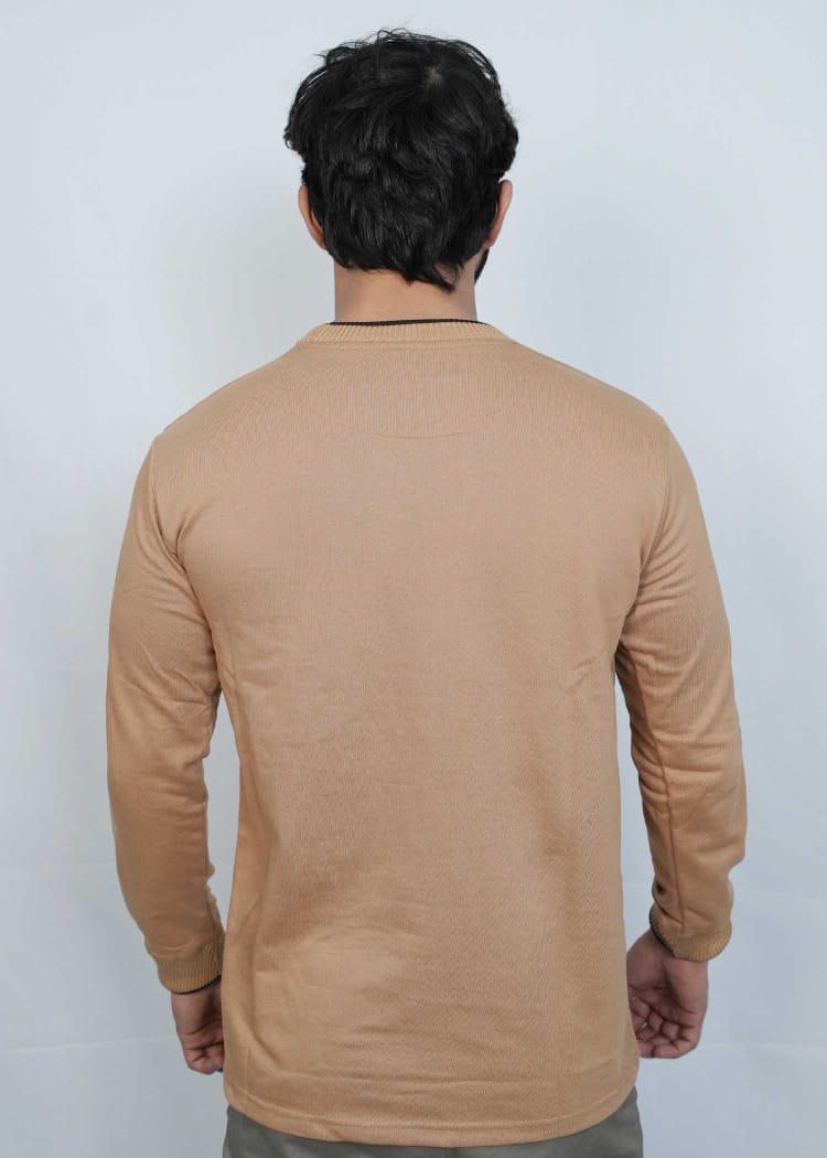 Back view of Smart & Classy Men's Premium Sweat Shirt in tan, showcasing style and comfort for modern fashion.