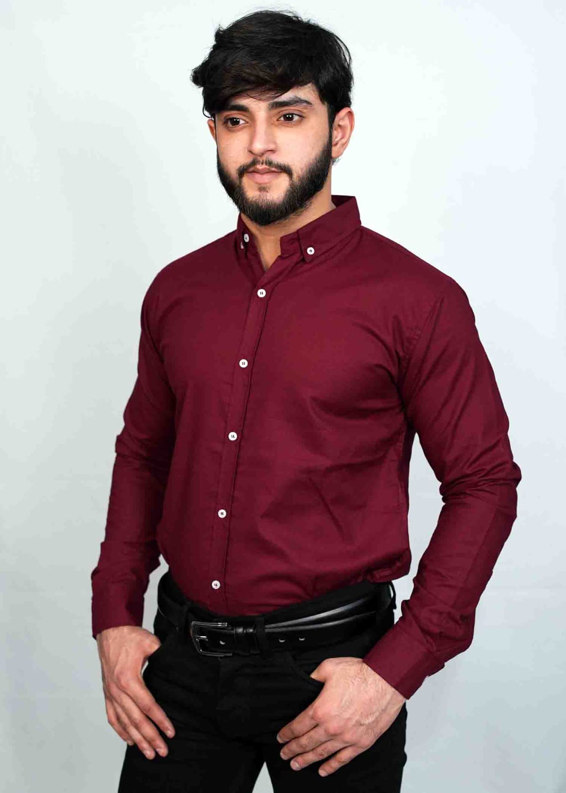 Casual Plan Maroon Button down Shirts