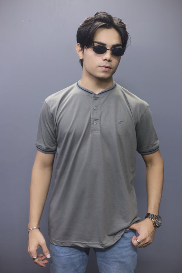  Henley Neck Grey Stylish T shirts