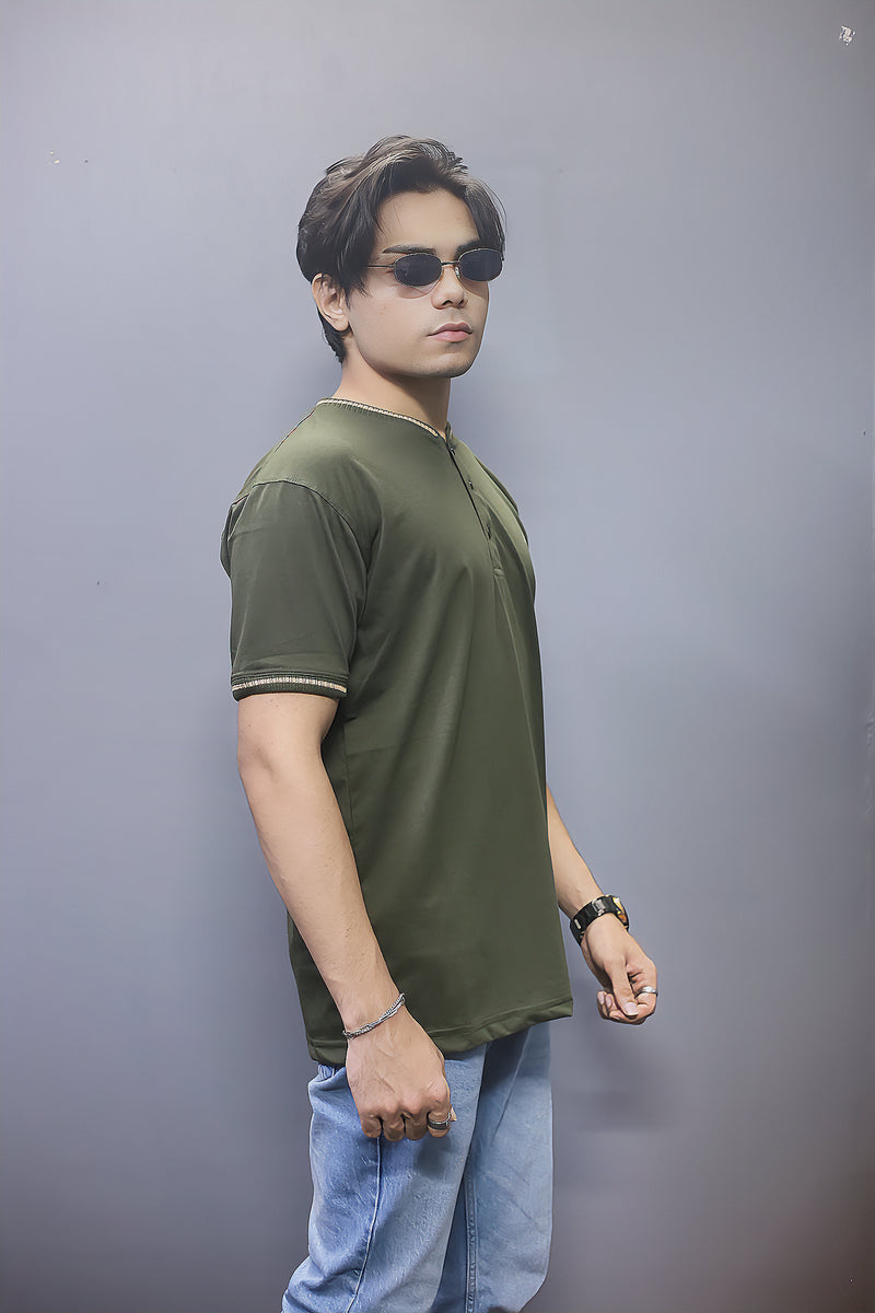 Henley Stylish Green T shirts