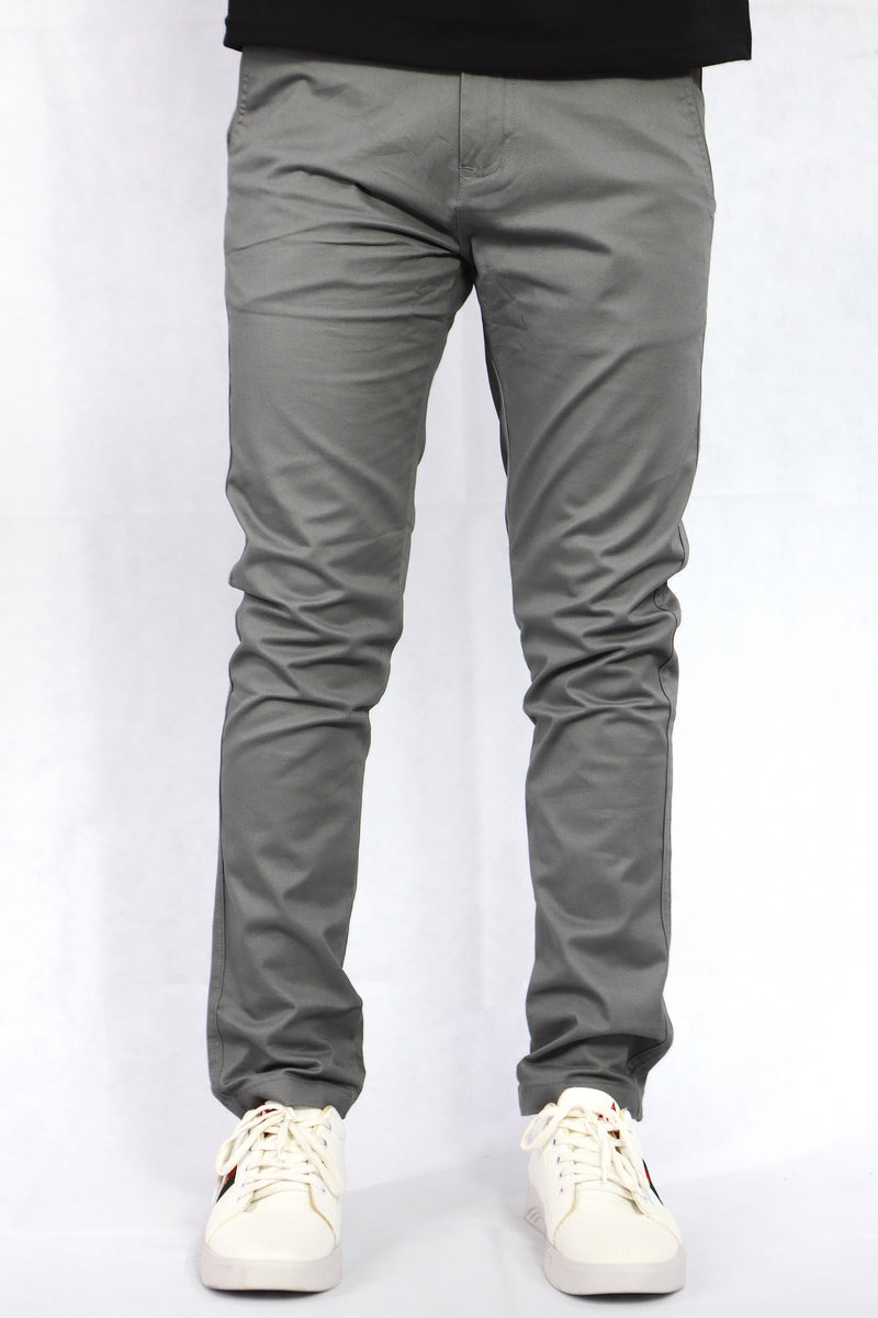 Comfortable Grey Cotton Chino Pant