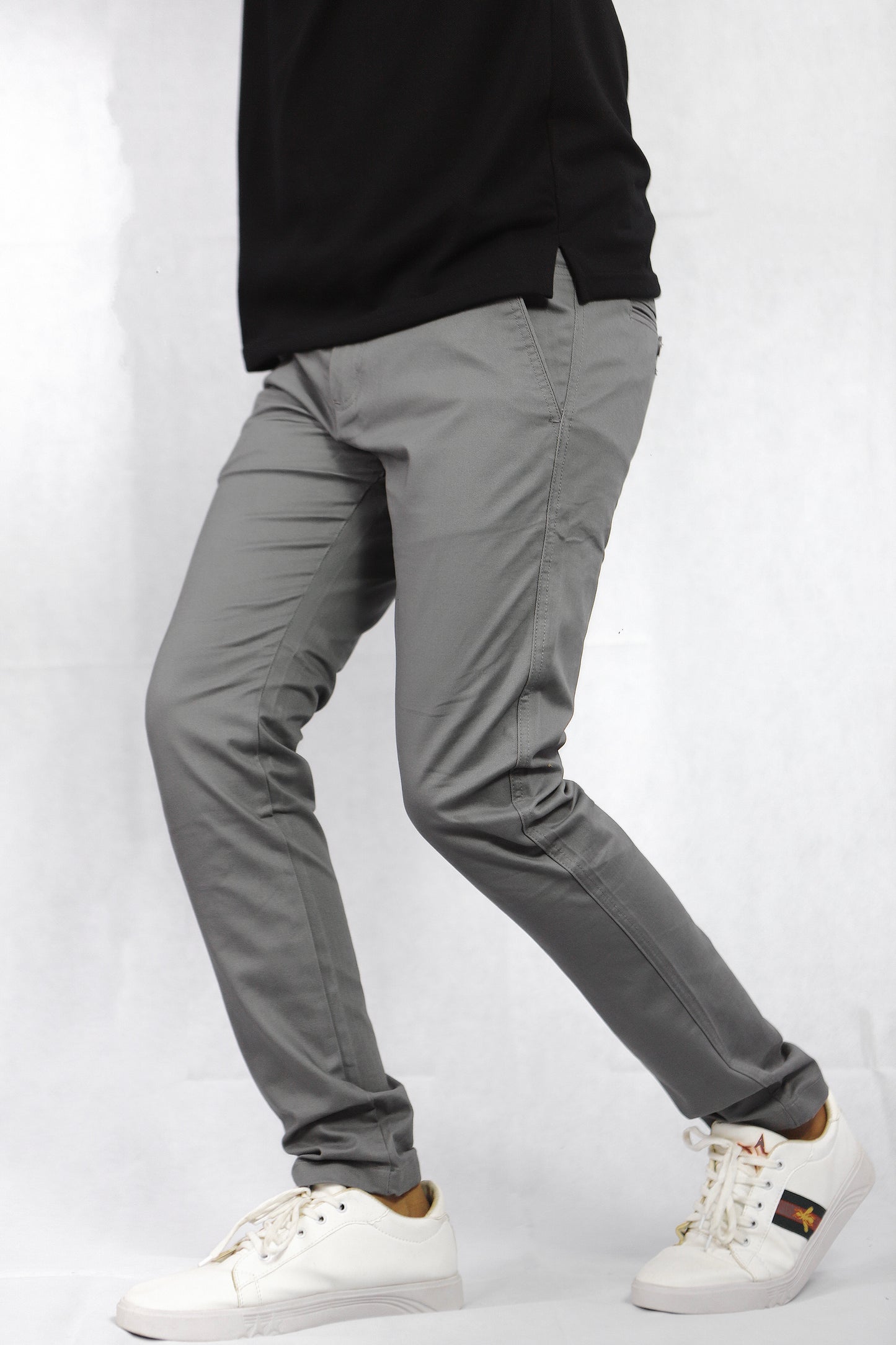 Comfortable Grey Cotton Chino Pant