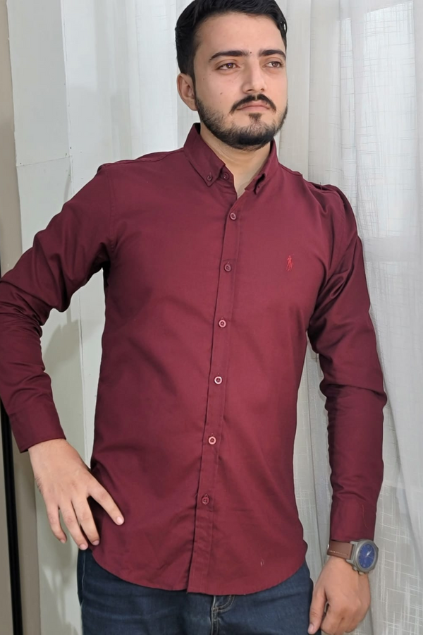 Mens Casual Plan Purple Button down Shirts- Al Noor Clothing