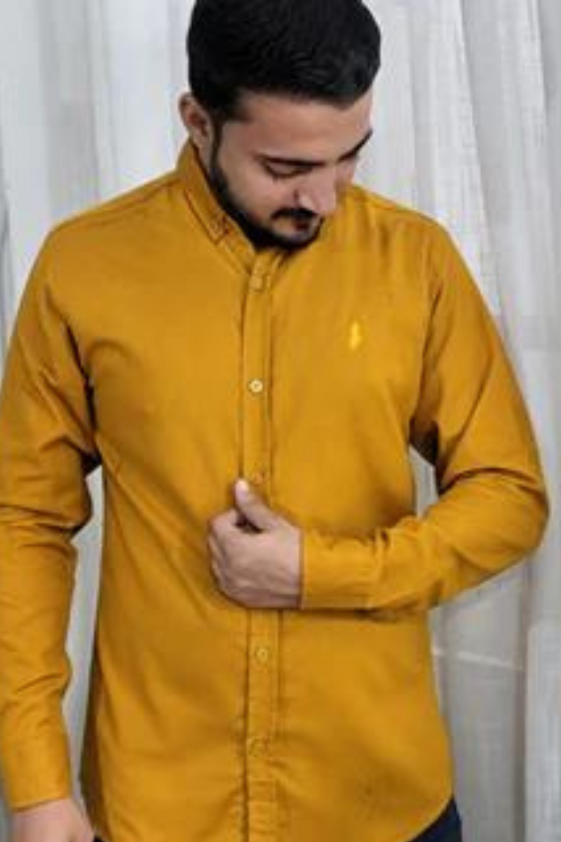 Best Mustard colour Casual Button down Shirts