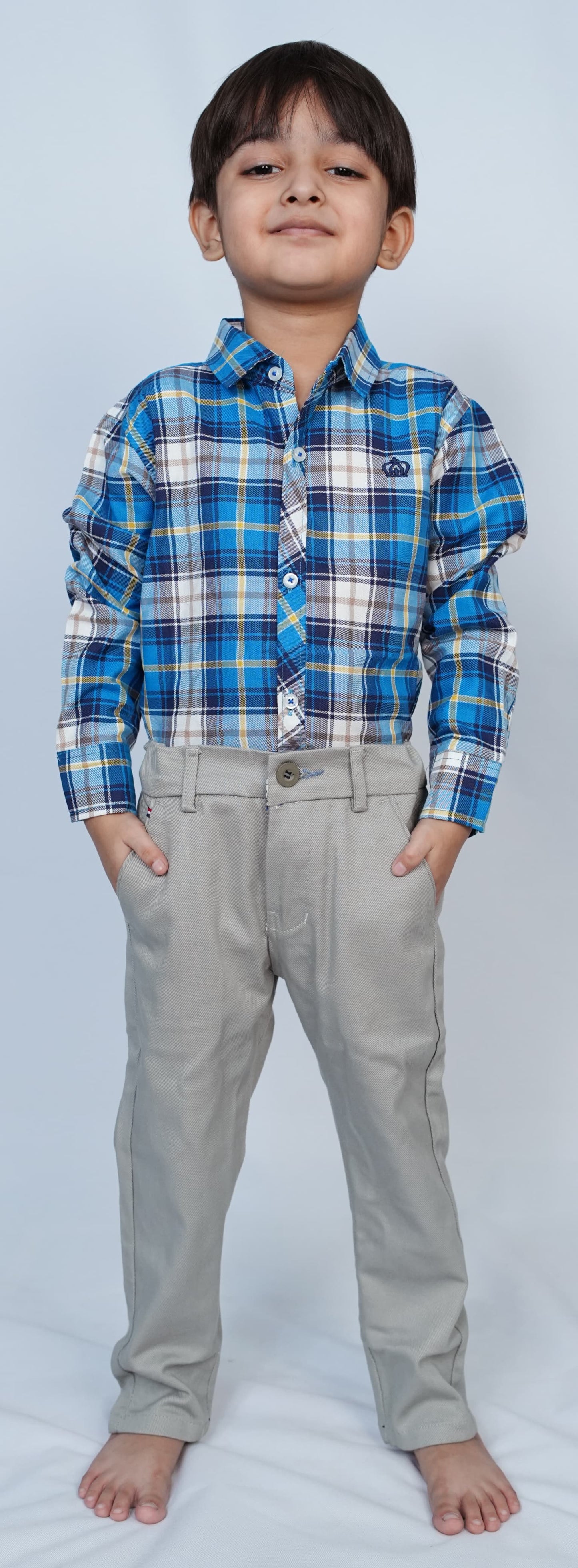 Boys Premium Silver Grey Cotton Chino Pant