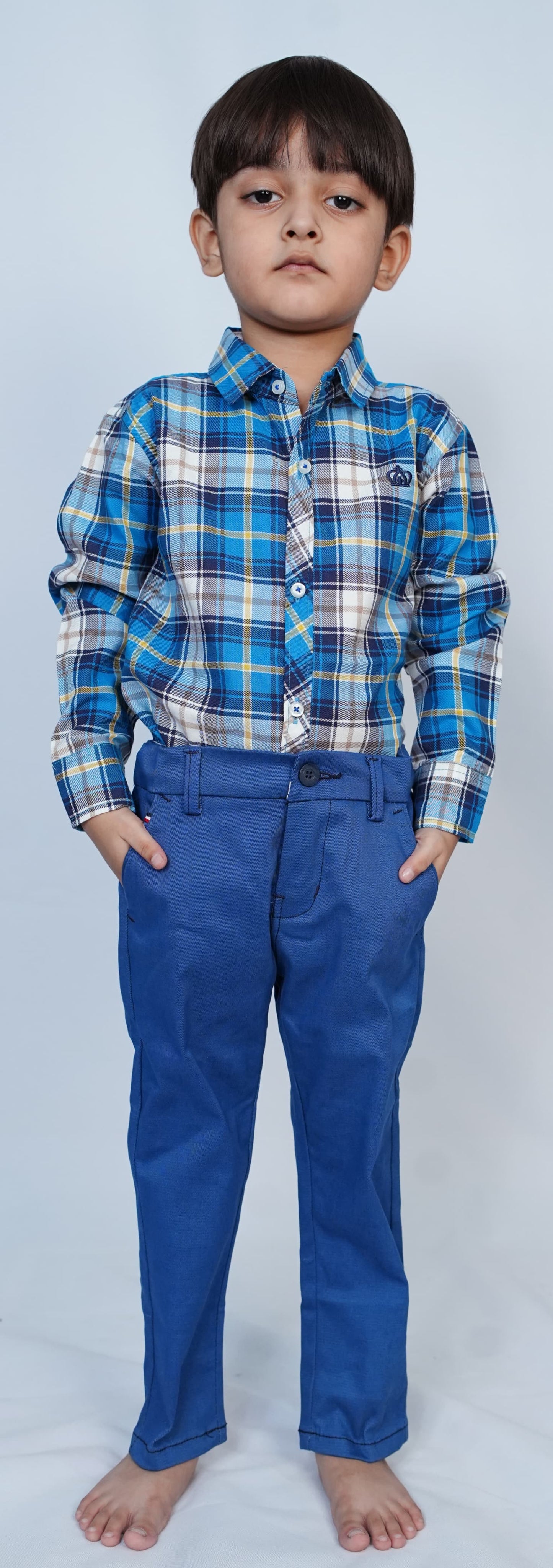 Boys Stylish Mid Blue Cotton Chino Pant