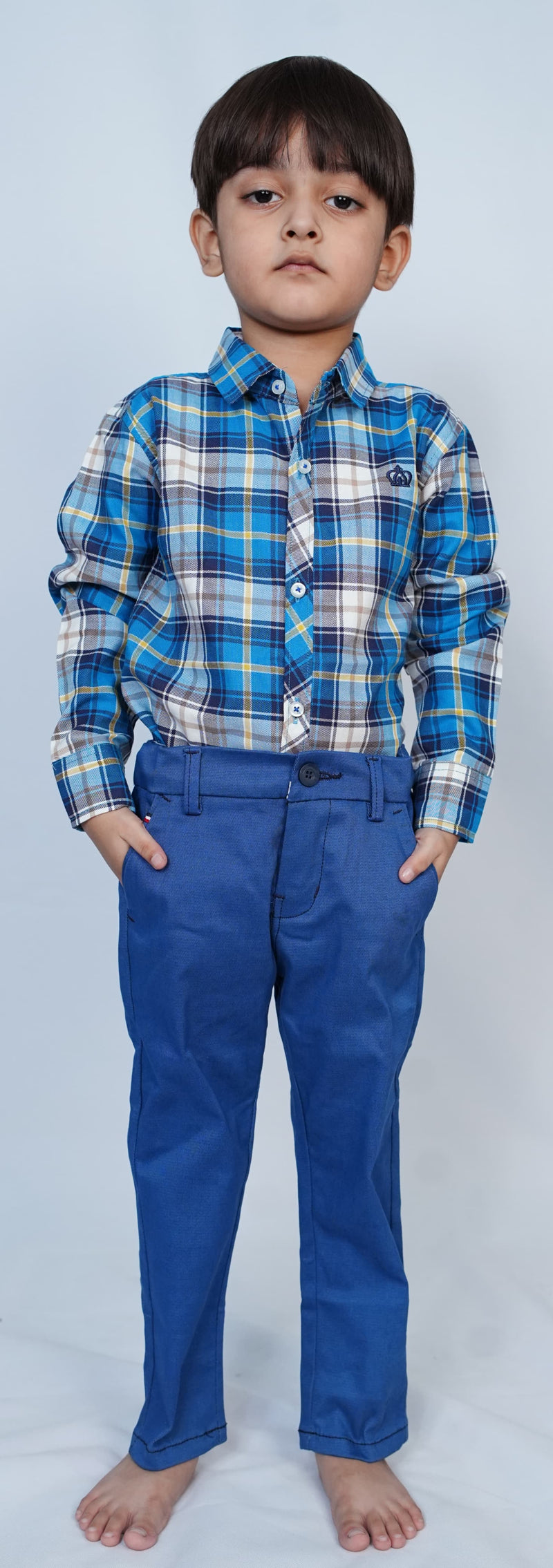 Boys Stylish Mid Blue Cotton Chino Pant