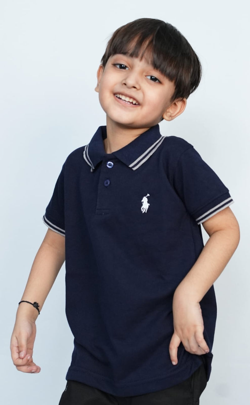 Kids Comfortable Navy Blue Polo T shirts