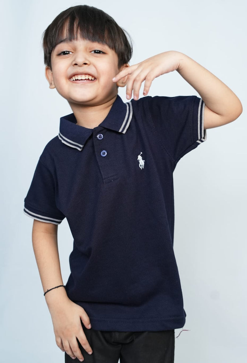 Kids Comfortable Navy Blue Polo T shirts