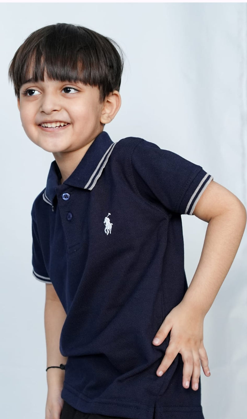 Kids Comfortable Navy Blue Polo T shirts