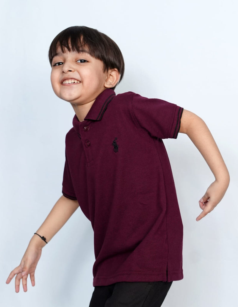 Kids Premium Maroon Polo T shirts