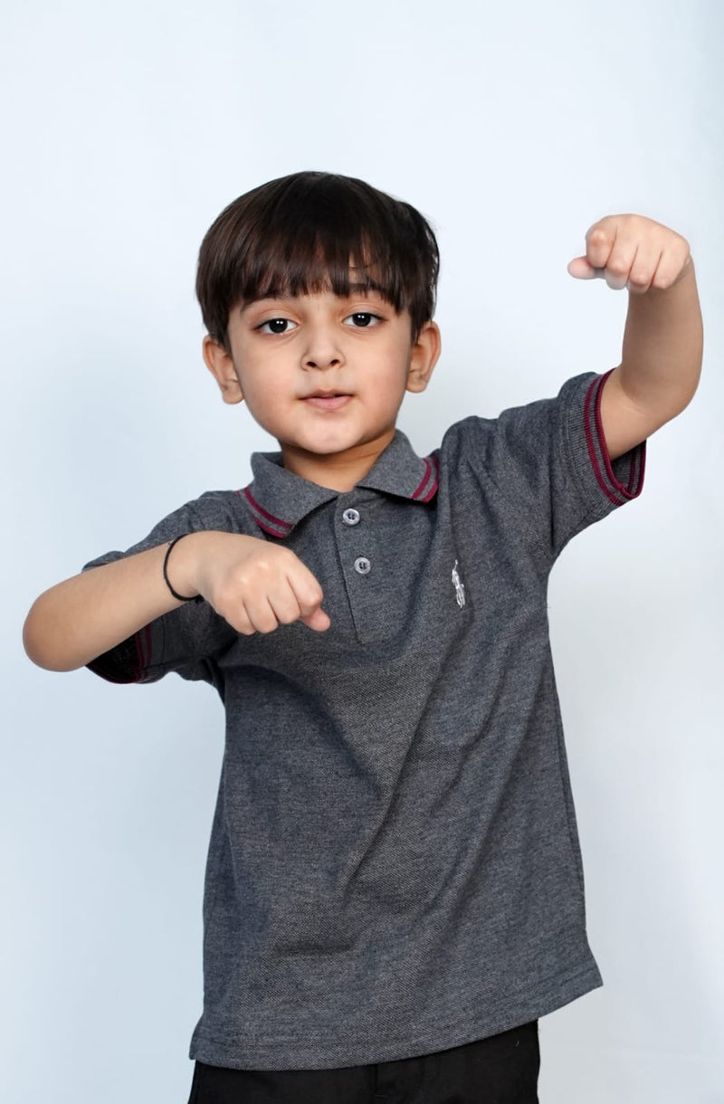 Kids Stylish Grey  Polo T shirts