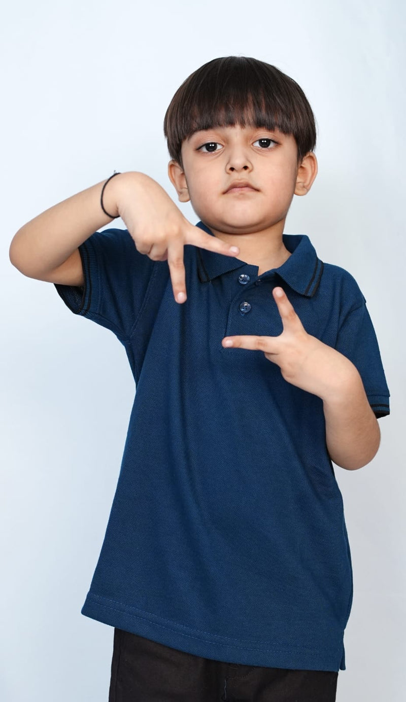 Kids Esthatic Sea Blue Polo T shirts