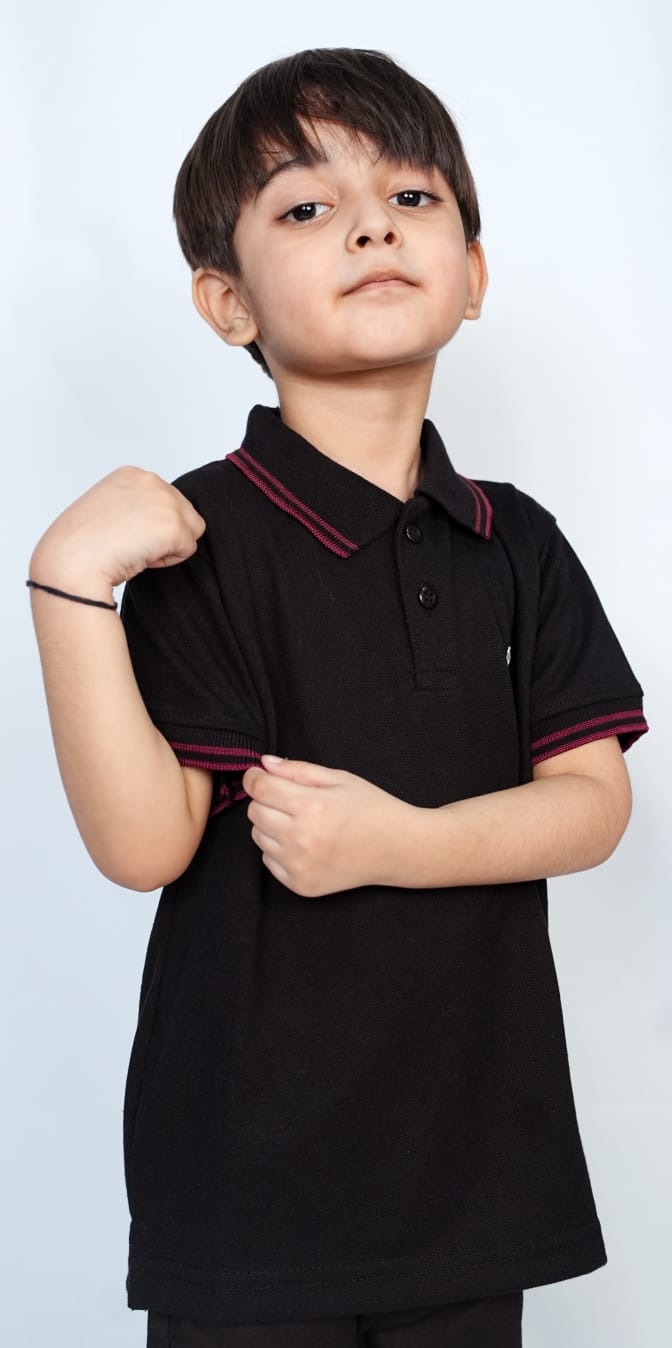 Kids Essential Black Polo T shirts