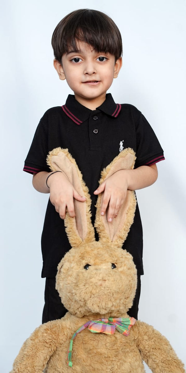 Kids Essential Black Polo T shirts