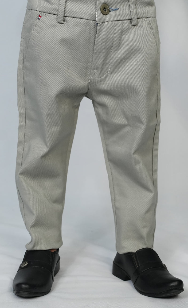 Boys Premium Silver Grey Cotton Chino Pant