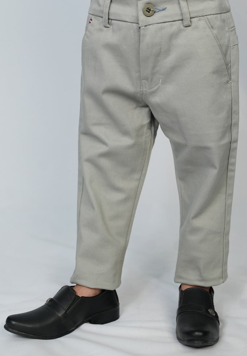 Boys Premium Silver Grey Cotton Chino Pant