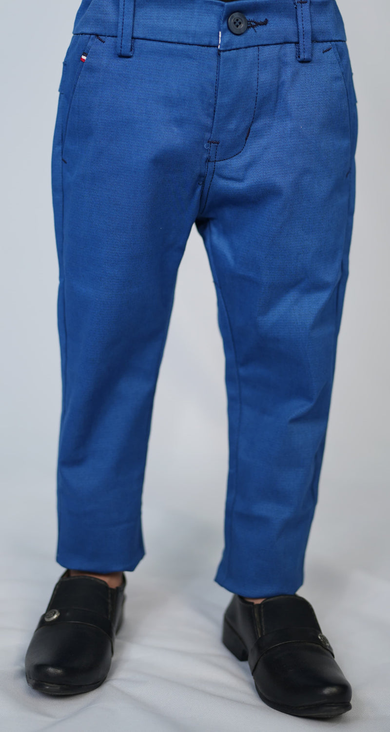 Boys Stylish Mid Blue Cotton Chino Pant