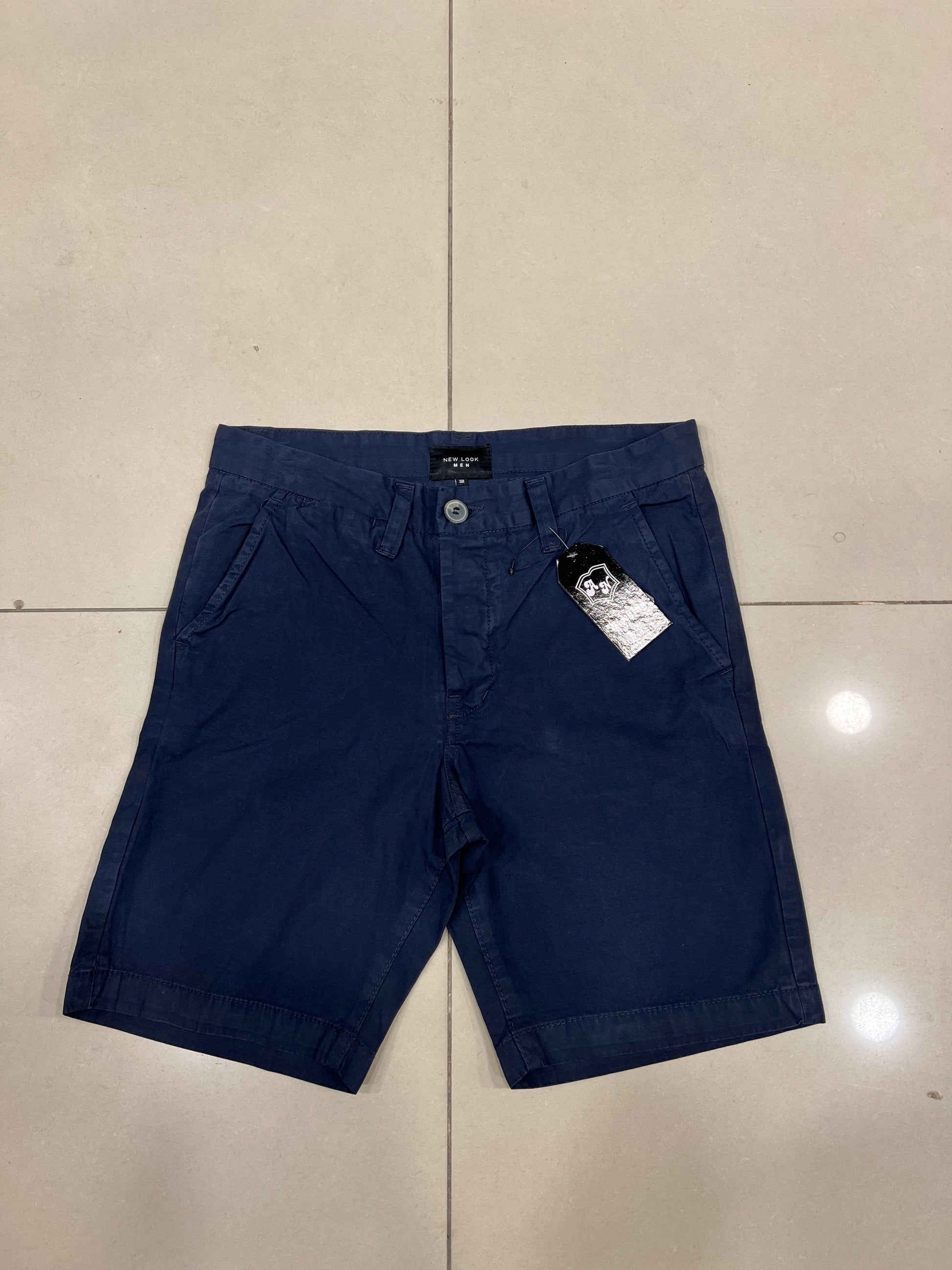 Stretchable Navy Blue Cotton Shorts