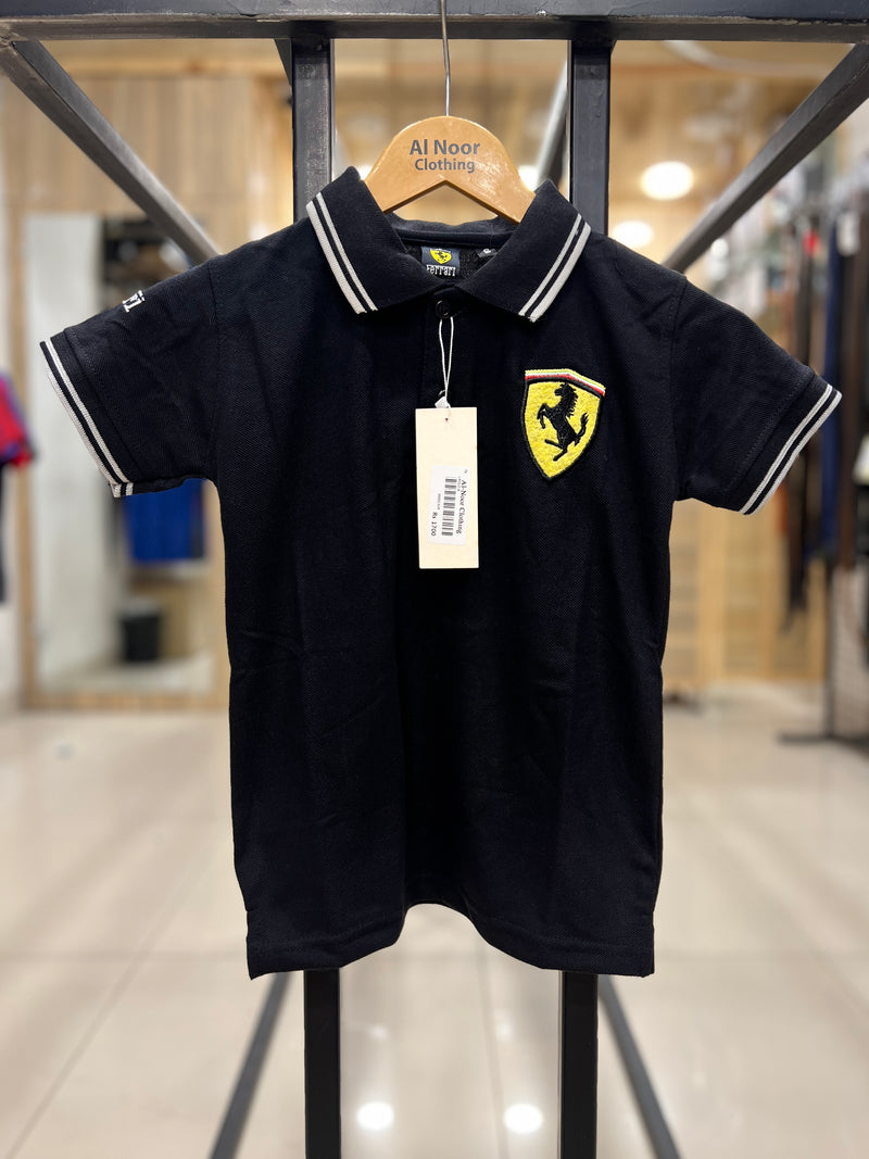 Kids Ferrari Black Polo T shirts