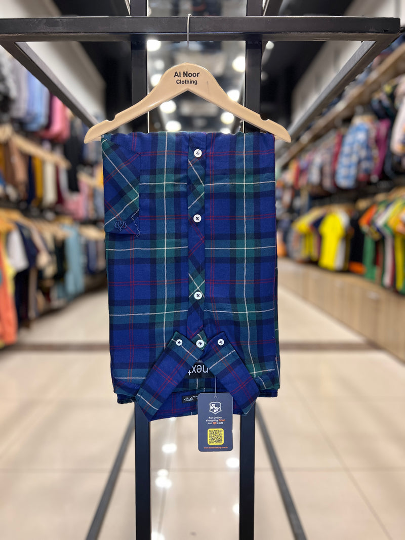 Navy Blue Stylish Big Size Check Shirts