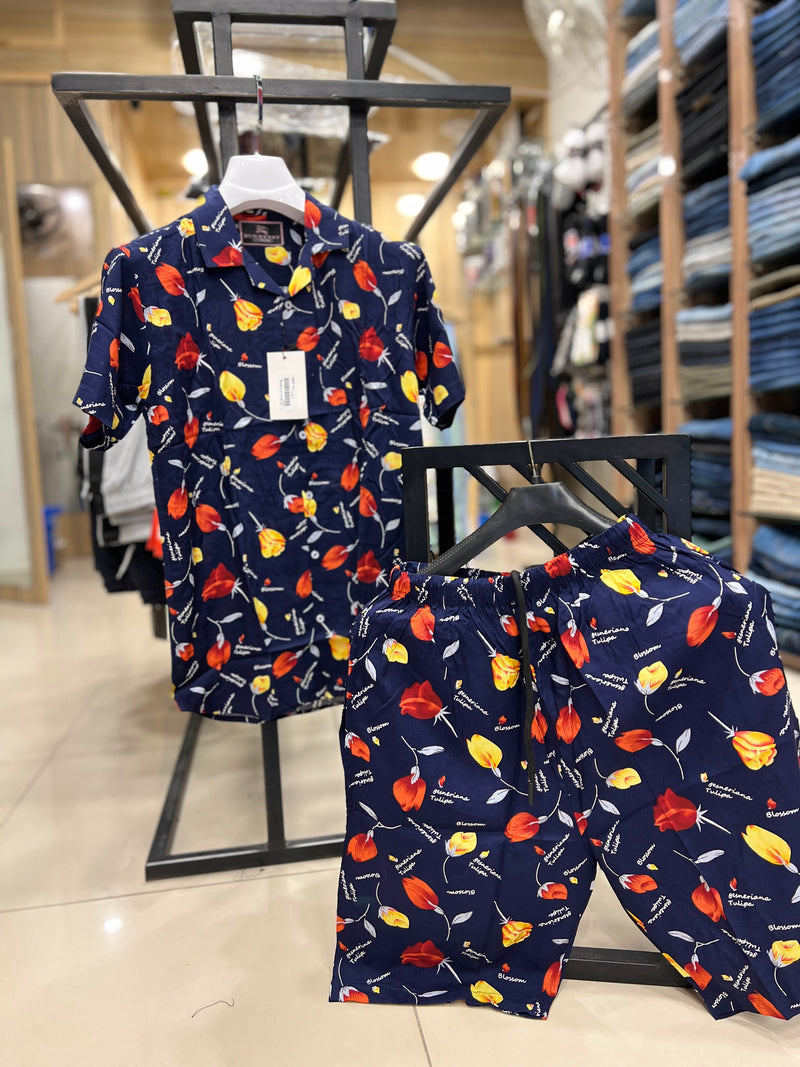  Men's Printed Short & Shirts Track Suits