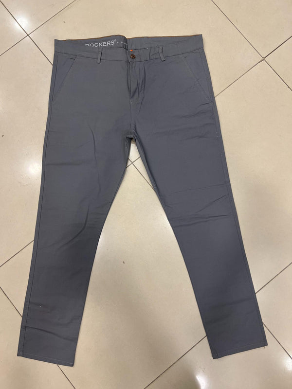 Men Dark Grey Cotton Chinos