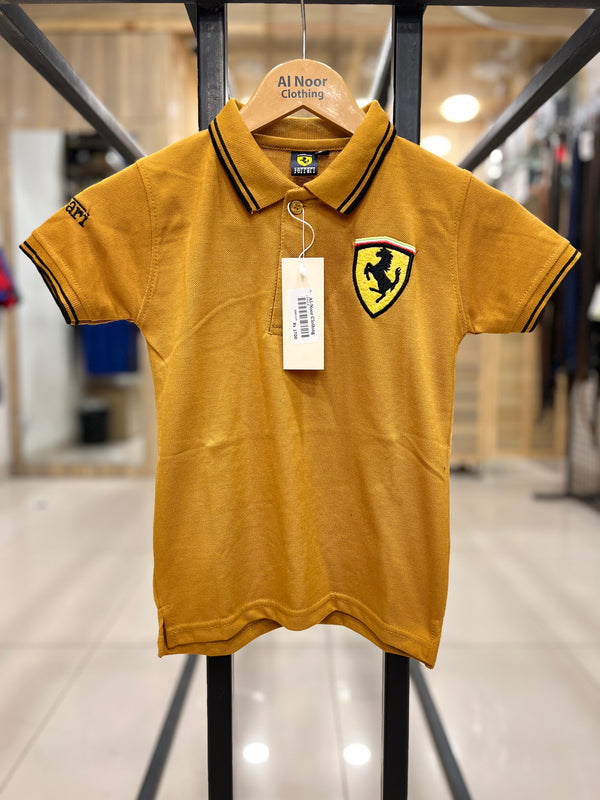 Kids Ferrari Mustard Polo T shirts