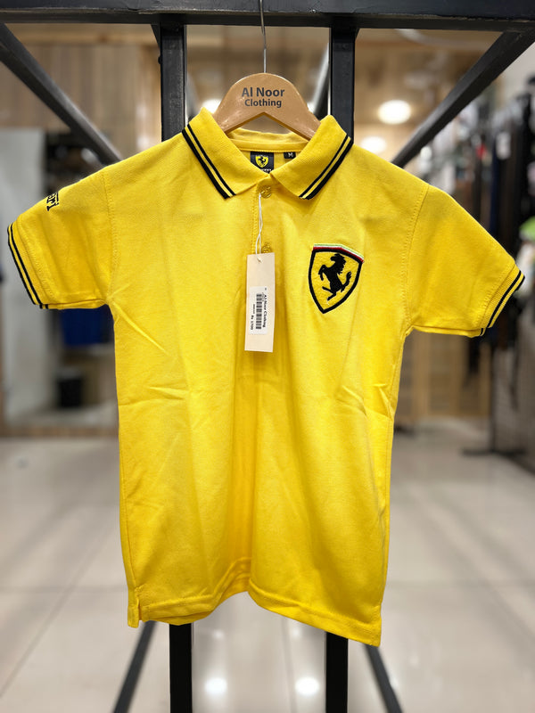 Kids Ferrari Yellow polo T shirts