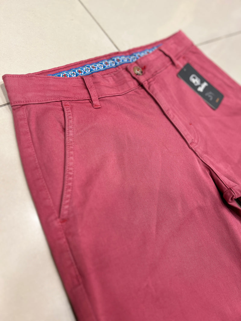 Men Stretchable Tea Pink Chino Short