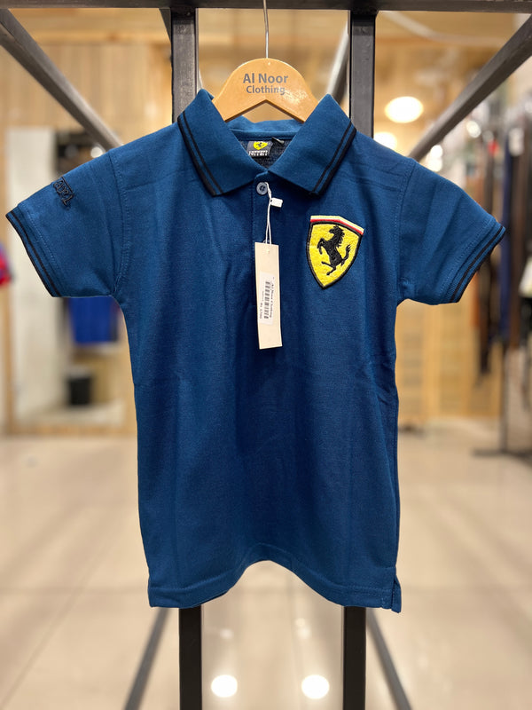 Kids Royal Blue Ferrari Polo T shirt