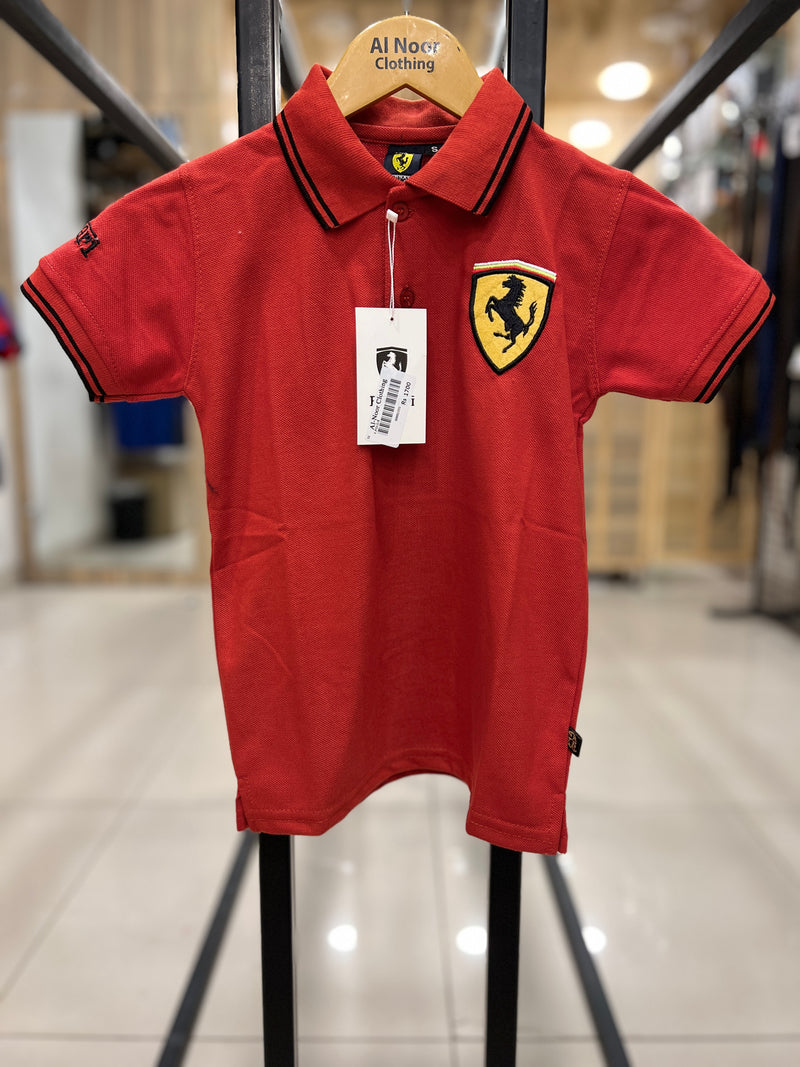 Boys Ferrari Rust Polo t shirts